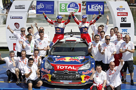 Sebastian Loeb og Daniel Elena i Citroën DS3 WRC er vinder af Rally Mexico 2011.